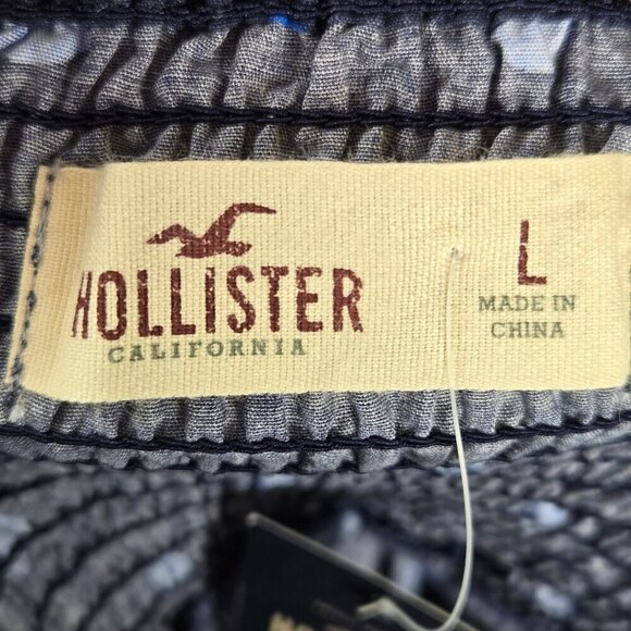 Hollister Sz Large Navy Blue/Bright Blue Polka Dot Dress Crossed Strap Back NWT - Picture 12 of 16